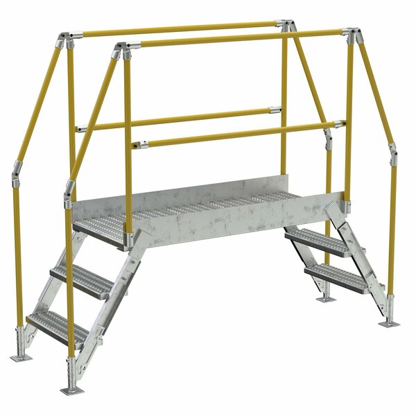 Vestil 3 Step Galvanized Steel Cross-Over Ladder 90.5"x72.15" 500lb Capacity COL-3-26-44-HDG